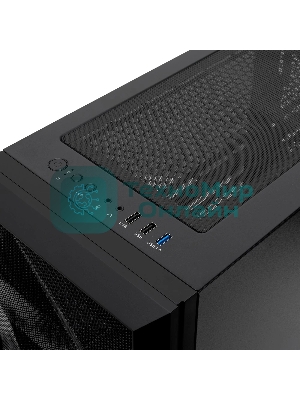 Компьютерный корпус без блока питания HSPD M340, Mesh Mid Tower, черный, TG, 0.5 SPCC, no fans, mATX, mITX, 165/350/200мм, 2x2.5