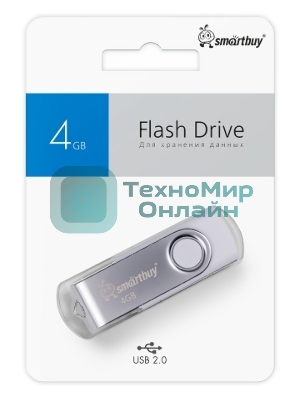 Флешка USB SmartBuy Twist White (SB004GB2TWW), 4GB, USB 2.0, R/W 15/5, белый