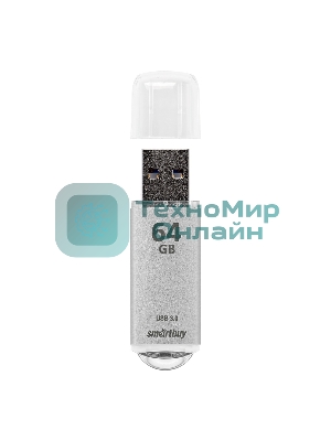 Флешка USB Smartbuy V-CUT SILVER (SB64GbVC-S3), 64Gb, USB 3.0, R/W 75/25, серебристый