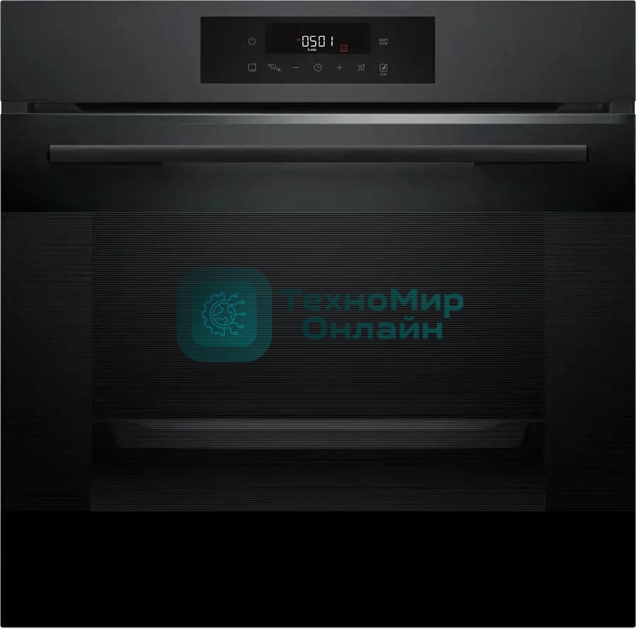 Духовой шкаф электрический Bosch HJG852YT0T Serie 6, 60 см, 66 л, черный матовый,сенсорное управление, 8 режимов+AutoPilot 30(30 автоматических программ), LCD-дисплей, галогенное освещение, самоочистка EcoClean,Soft Open and Soft Close door,телескопические направляющие на 2 уровнях