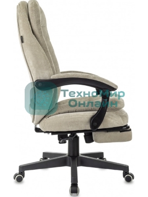 Кресло руководителя Бюрократ T-9950MSG-F Fabric песочный Light-21, крестов. пластик, подст. для ног