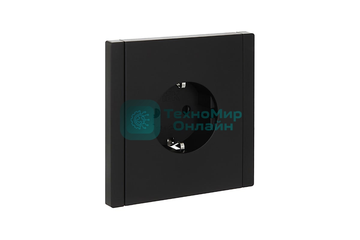 Розетка СП FORTE&PIANO FP113 16А с заземл. защ. шторки безвинт. крепл. черный IEK FP-R14-16-1-K02