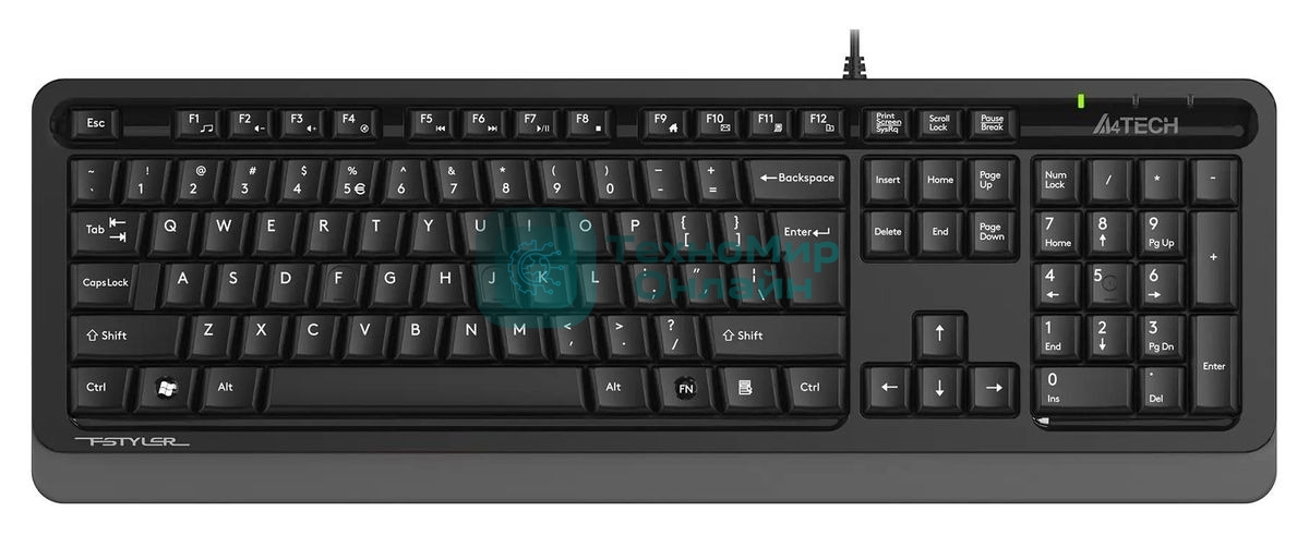 Клавиатура проводная A4Tech Fstyler FKS10, USB, черный/серый