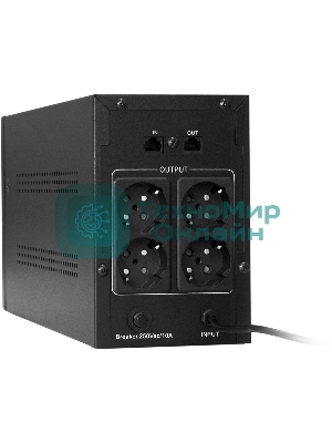 Источник бесперебойного питания ExeGate SpecialPro UNB-2200.LED.AVR.EURO.RJ 2200VA/1300W, LED, AVR, 4 евророзетки, RJ45/11, черный