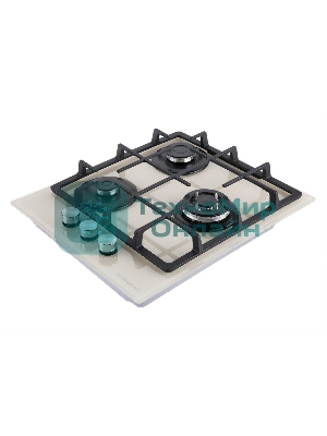 Газовая варочная панель Maunfeld EGHG.43.33CBG/G газ, ширина 45 см, 3 конфорки, WOK, чугунные решетки, газ-контроль, электроподжиг, бежевый