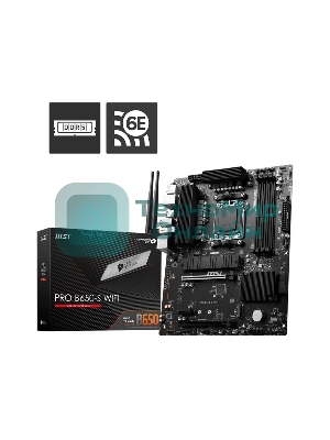 Материнская плата MSI PRO B650-S WIFI, AM5, AMD B650, 4xDDR5, 4xSATA, 2xM.2, 1xPCI-E 4.0 x16, 1xPCI-E 4.0 x4, 1xHDMI, 1xDP, 1x2.5Gb LAN, 3xUSB 3.2 Gen 1, 3xUSB 3.2 Gen 2, 6x3.5 мм, 7.1, Standard-ATX