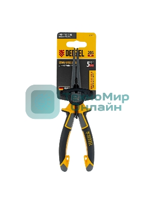 Длинногубцы прямые Denzel 205 мм, трехкомпонентные рукоятки