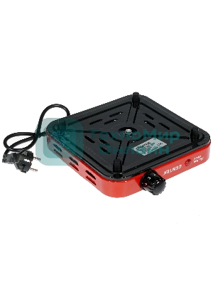 Плита настольная электрическая Centek CT-1508 красный, 1 кВт, ТЭН, конфорки - 1, эмаль, поворотные переключатели