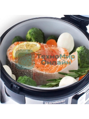 Мультиварка Endever Vita-95, мощность 1000 Вт, черный/стальной, емкость 5л, 45 авторежимов работы, книга рецептов