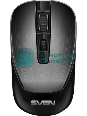 Мышь беспроводная SVEN RX-380W серый металлик, 1600 dpi, радиоканал, USB, кнопки - 4