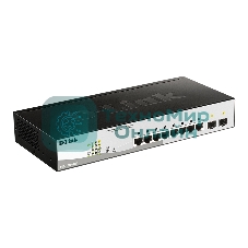 Коммутатор D-Link DGS-1210-08P/G3A, 8×1 Гбит/с PoE + 2×1 Гбит/с SFP, настраиваемый
