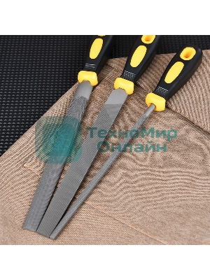 Набор напильников Deli DL352083 3шт инструментальная сталь T12, обрезиненная пластиковая рукоятка