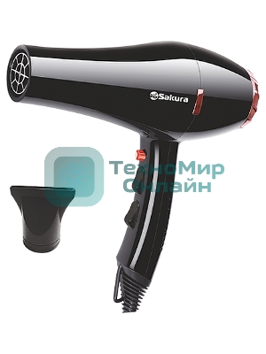 Фен SAKURA SA-4047BK Professional черный/розовое золото, 2000 Вт