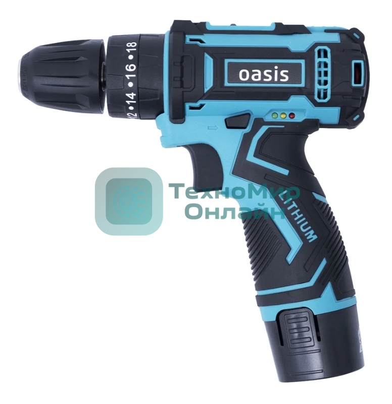 Дрель-шуруповерт Oasis ASD-12S, 12 В, 2 Ач, 22 Нм, щеточный