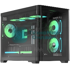 Компьютерный корпус AeroCool/Formula Crystal U2M Floe черный без БП mATX 1xUSB 3.0 1xUSB3.1 audio bott PSU