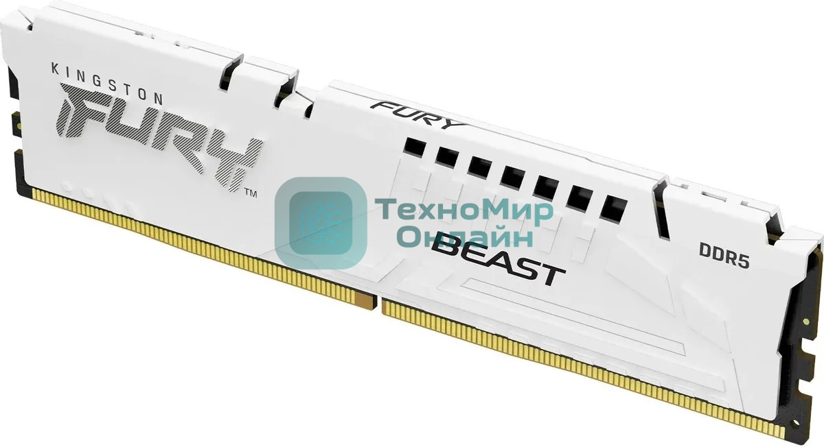 Оперативная память Kingston Fury Beast, DDR5, 32Gb (1x32GB), 6000MHz, CL36, DIMM, с радиатором, белый