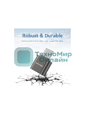 Кард-ридер Vention CLMH0/серый/OTG USB 2.0 CM/MicroSD/USB Type-C/металл