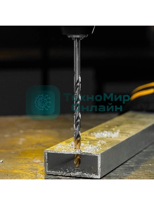 Сверло спиральное по металлу Denzel 7,5 х 156 мм, Р6М5, Golden Tip, удлиненное