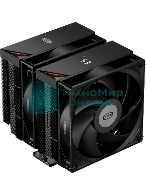 Кулер для процессора PCCooler RT620 Digital BK (250W, 4-pin PWM, LED temp., 157mm, 6x6mm, 2x120мм, 73.32CFM, 34.9dBA, 2200RPM, S: 1851/1700/1200/115X, AM5/AM4, черный)