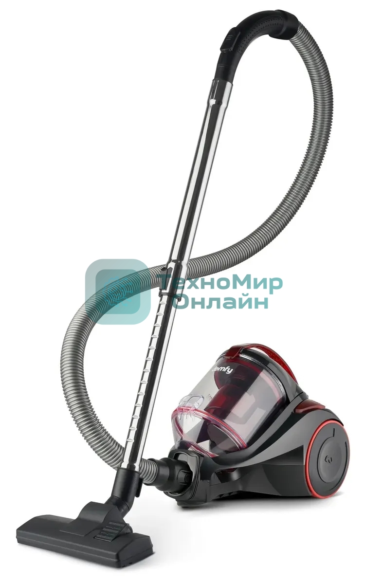 Пылесос Domfy DSC-VC704 черный/красный, 400/2400 Вт, уборка сухая, пылесборник контейнер 3 л