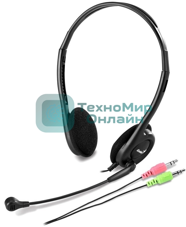 Гарнитура Genius HS-200C чёрный, проводная, 2 x mini jack 3.5 мм, подвижный микрофон
