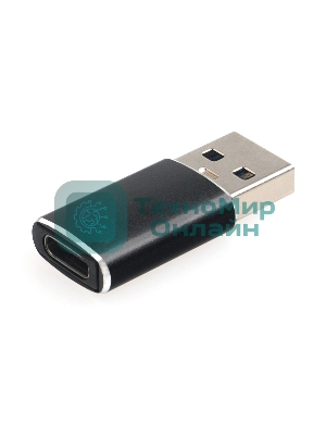 Переходник USB3.1 Cablexpert A-USB3.1-AMCF, AM/Type-C(F), 5 Гбит/с, QC3.0, метал.корпус, Pro, черный, пакет