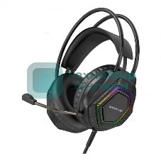 Проводные наушники Borofone BO105 Thunder черный, полноразмерные, RGB-подсветка