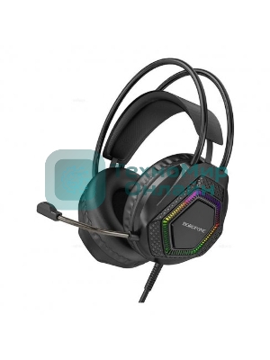Проводные наушники Borofone BO105 Thunder черный, полноразмерные, RGB-подсветка