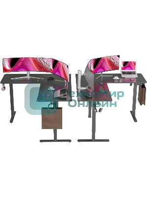 Стол компьютерный Cactus угловой подъемный столешница МДФ черный каркас черный 1600х1400х720х1180 мм (CS-EDXL-BBK)