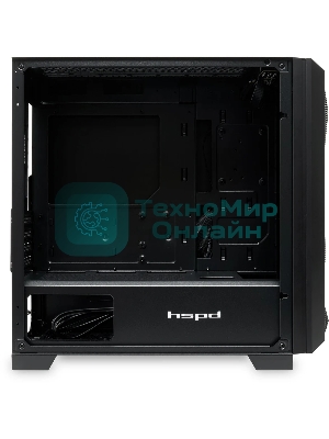 Компьютерный корпус без блока питания HSPD M340, Mesh Mid Tower, черный, TG, 0.5 SPCC, no fans, mATX, mITX, 165/350/200мм, 2x2.5