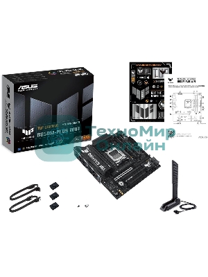 Материнская плата ASUS TUF GAMING B850M-PLUS WIFI, AM5, AMD B850, 4xDDR5, 4xSATA, 3xM.2, 1xPCIe 4.0 x16, 1xHDMI, 1xDP, 1x 2.5Gb LAN, 1xUSB-C 20Gbps, 3xUSB-A 10Gbps, 4xUSB-A 5Gbps, 4xUSB-A 2.0, 7.1, micro-ATX