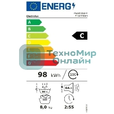 Сушильная машина Electrolux EW8D384HE белый, 8 кг, сушка - конденсационная (тепловой насос), программ - 12, 59.6 x 85 x 63.8 см (пан.англ.)
