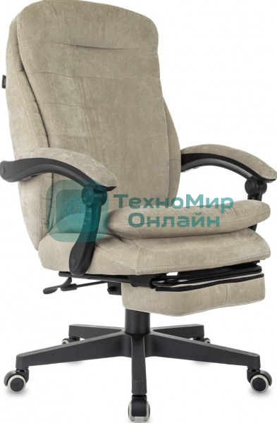 Кресло руководителя Бюрократ T-9950MSG-F Fabric песочный Light-21, крестов. пластик, подст. для ног