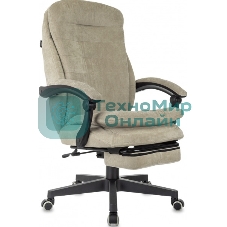 Кресло руководителя Бюрократ T-9950MSG-F Fabric песочный Light-21, крестов. пластик, подст. для ног