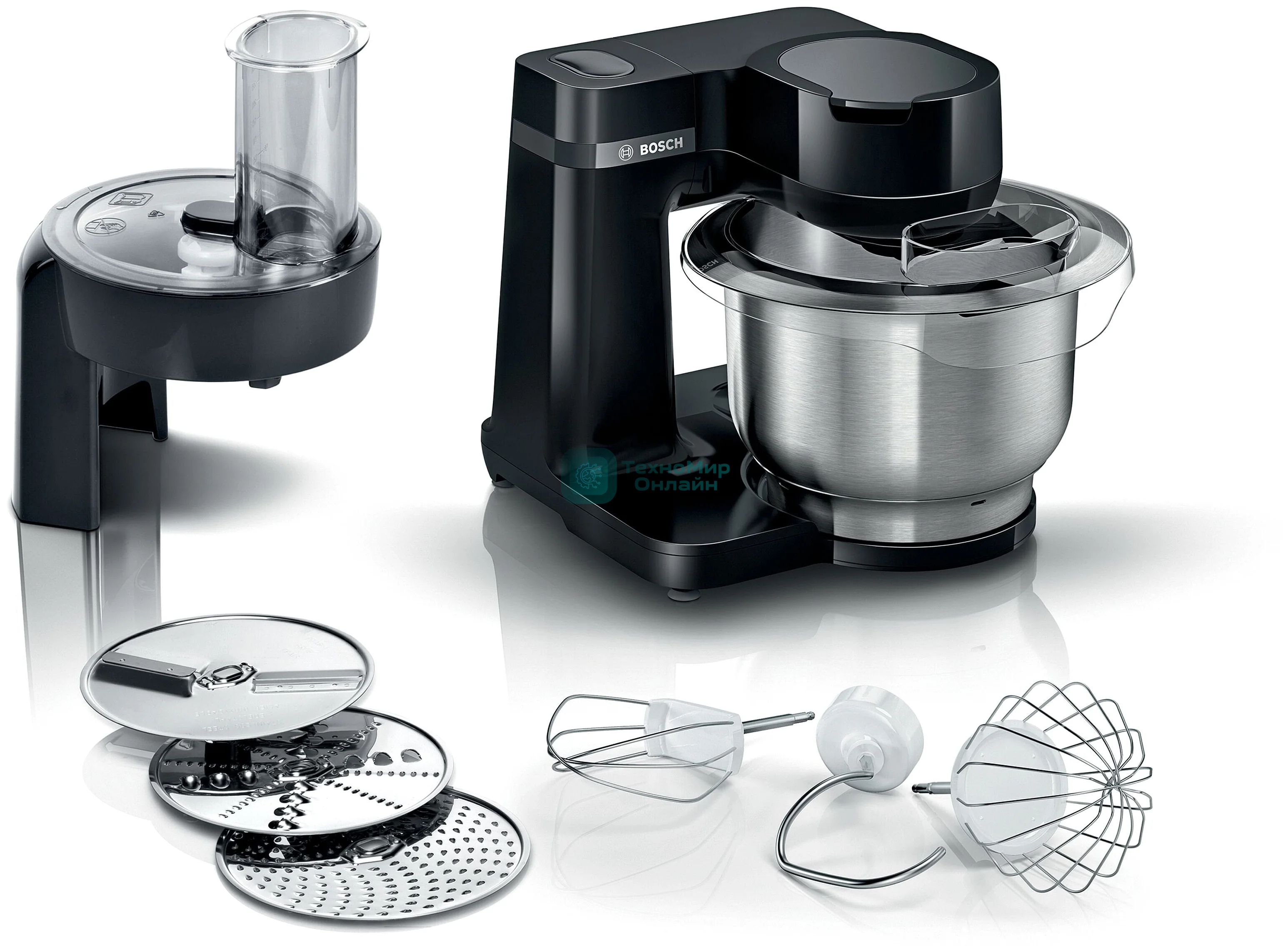 Кухонный комбайн Bosch MUMS2EB01, 700 Вт, 4 скорости, металл чаша 3,8 л, черный