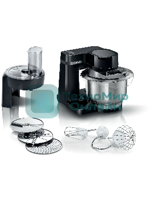 Кухонный комбайн Bosch MUMS2EB01, 700 Вт, 4 скорости, металл чаша 3,8 л, черный