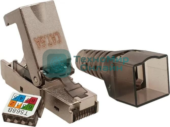 Коннектор Suprlan 10-0240-1, STP cat.6a RJ45 с защитным колпачком, серый