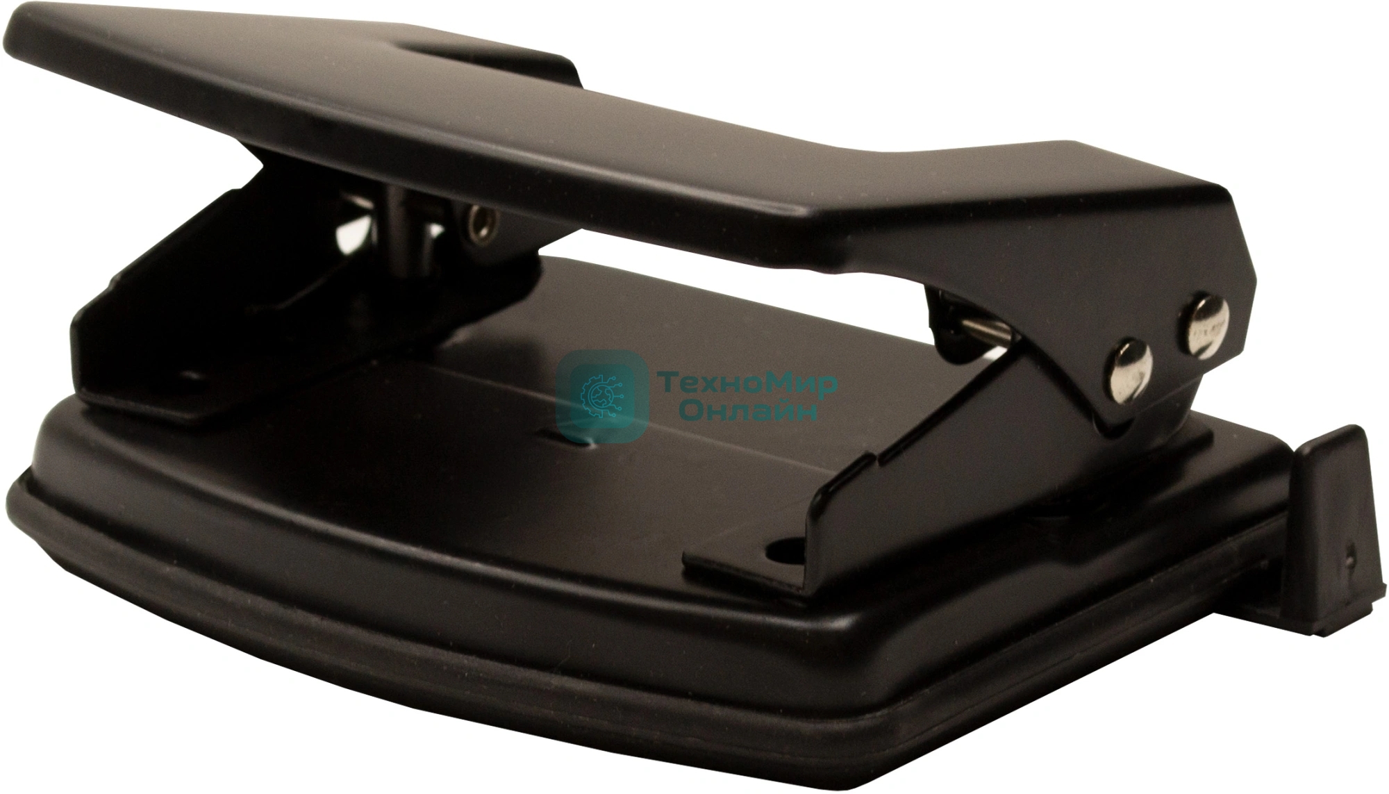 Дырокол Silwerhof Daily, до 20 листов, металл черный, отверстий: 2, с линейкой