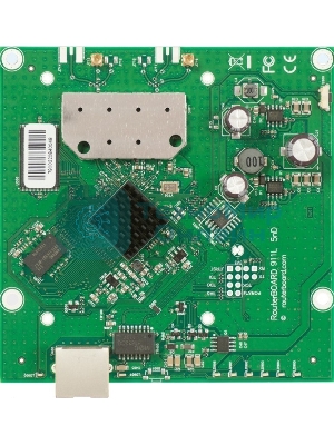 Плата роутера MikroTik 911 Lite5 dual with 600MHz Atheros CPU, 64MB RAM, 1x LAN, built-in 5Ghz 802.11a/n 2x2 two chain wireless, 2xMMCX connectors, RouterOS L3