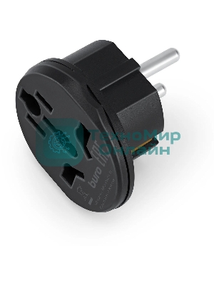 Адаптер-переходник Buro BU-PA01-B, 1 розетка, черный (пакет ПЭ)