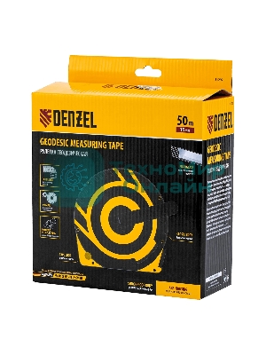 Рулетка геодезическая Denzel 50 м х 15 мм, закрытый корпус, фиберглассовая лента