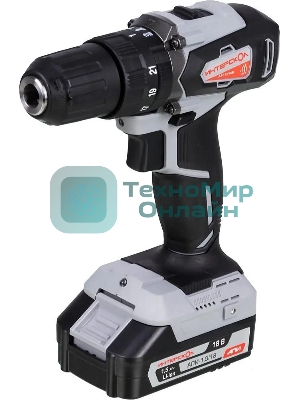 Дрель-шуруповерт ИНТЕРСКОЛ ДАУ-13/18ВК, 18 В, 1,5 Ач, 45 Нм, щеточный, ударный
