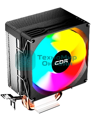 Кулер для процессора CBR CBR-CC-2115-RGB-PWM Al+Cu, 2 heat pipes, Socket 775/1155/1156/1150/1151/1200/1700/940/AM2/АМ2+/АМ3/AM3+/FM1/FM2/AM4/AM5, TDP 115W, 90mm Fan, 2600RPM, HB, RGB, PWM, 32db