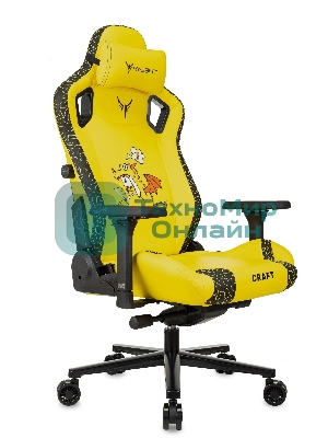 Кресло Knight Craft Dragon желтый, экокожа, 120 кг, механизм качания