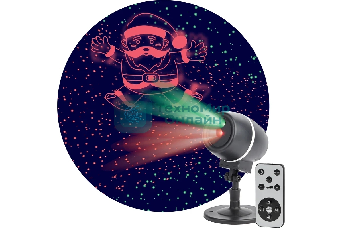 Проектор ЭРА Laser Танцующий Санта, IP44, 220В ENIOP-06
