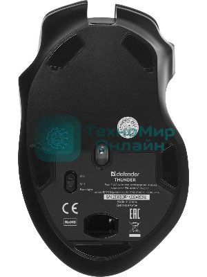 Мышь беспроводная Defender Thunder GM-213 черный, 1600 dpi, радиоканал, USB, кнопки - 8