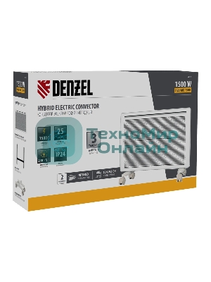 Конвектор электрический гибридный Denzel HybridX-1500 белый, 1500 Вт, 25 м2, термостат, дисплей