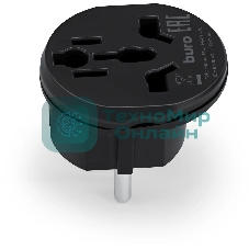 Адаптер-переходник Buro BU-PA01-B, 1 розетка, черный (пакет ПЭ)