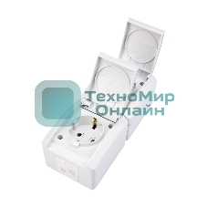 Блок вертикальный 2 розетки Kranz INDUSTRIAL IP54 с заземлением, о/у, белый