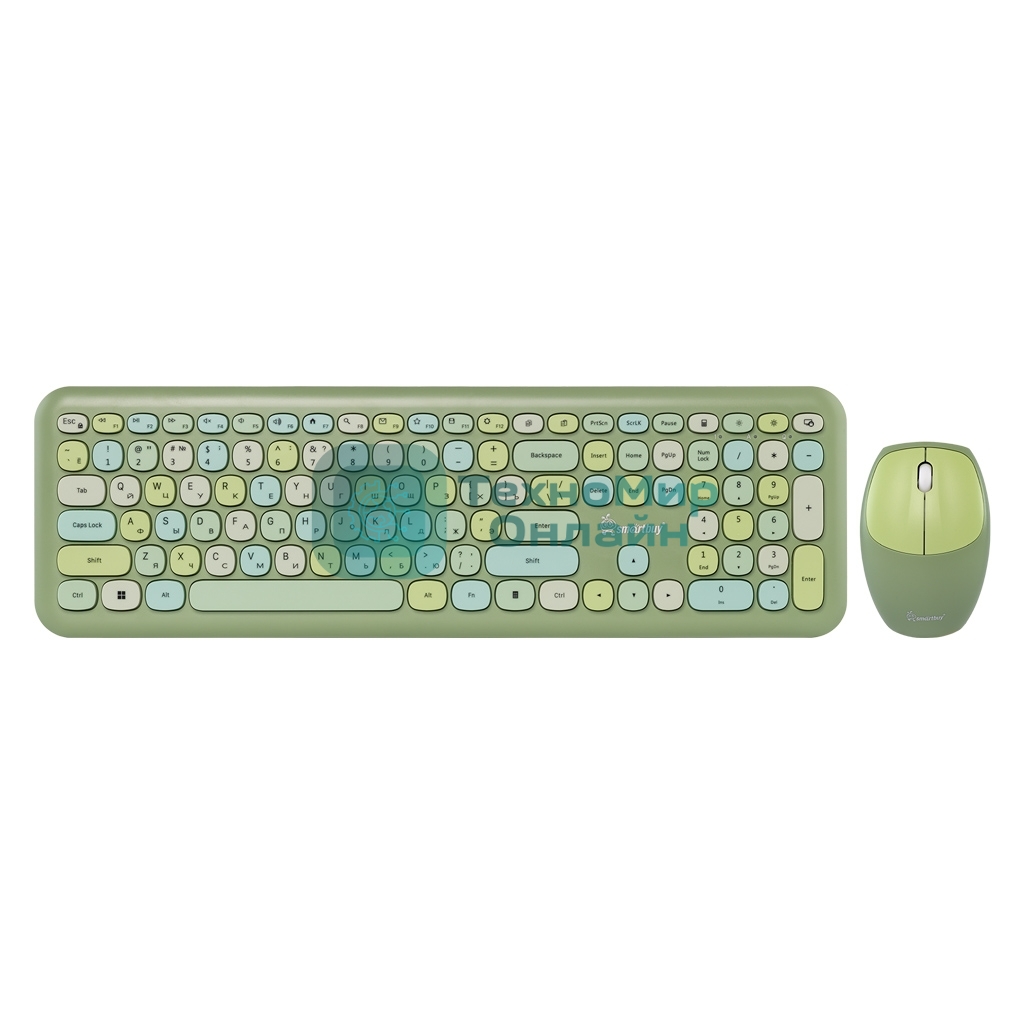 Комплект клавиатура+мышь Smartbuy 666395AG беспроводной, USB, 1000 DPI, зелёный